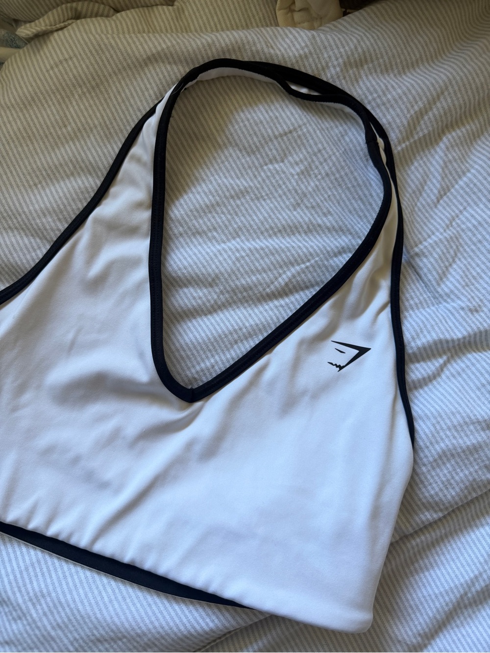 Gymshark White Sports Bra with Black Trim Racerback - Picture 2 of 5